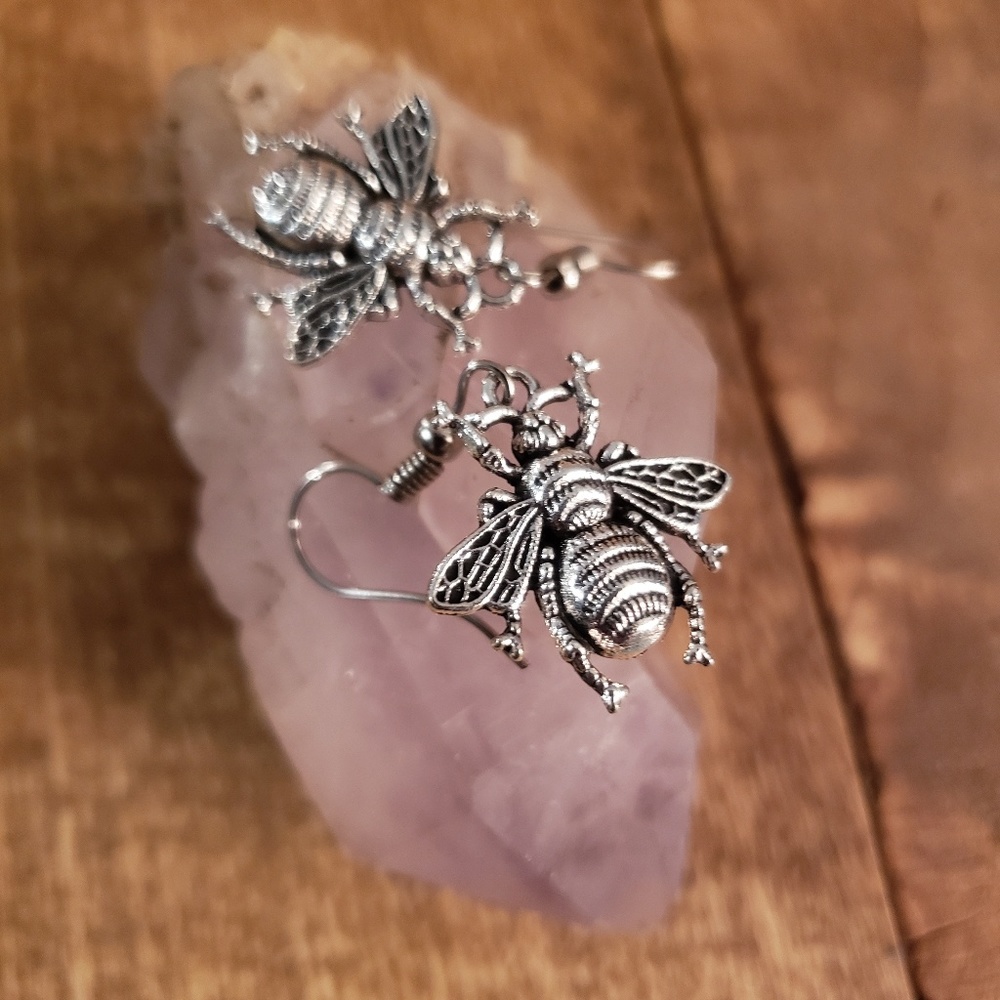 Wild child Realistic Honeybee BEE earrings ~Bohemian~Love~Insect Wings~Boho Gift